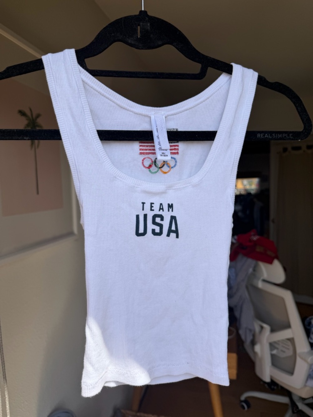 Skims Team USA Olympics White Ribbed Tank Top (NWOT)